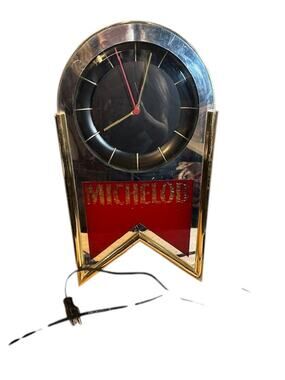 VTG Anheuser Busch Michelob Light Up Clock Art Deco Wall Clock Tested Working